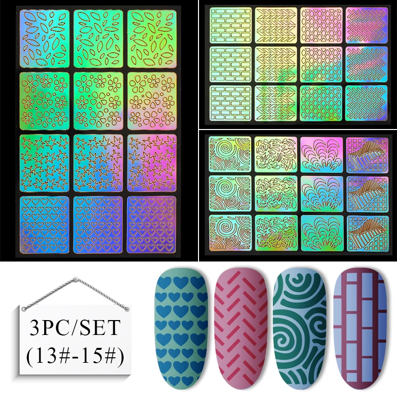Встречаются по всей 24 Тип полые лазером для ногтей с нерегулярной сетке трафарет многоразовый для маникюра наклейки штамповка шаблон дизайн ногтей инструменты - Цвет: W998