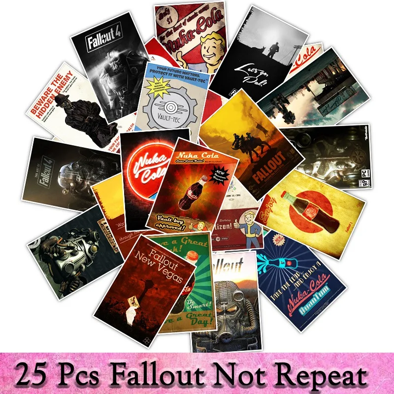 

25 Pcs/Lot Fallout 4 Game Stickers for Luggage Laptop Decal Bike Car Motorcycle Phone Funny Waterproof Sticker Cool Toy Stickers