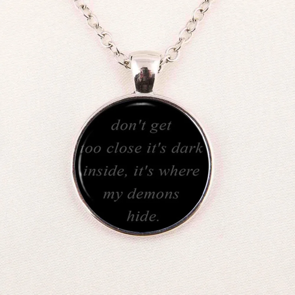 IMAGINE DRAGONS Black Dome Necklace-Song Lyrics подвеска с цитатой-музыкальная бижутерия-цепочка Demons