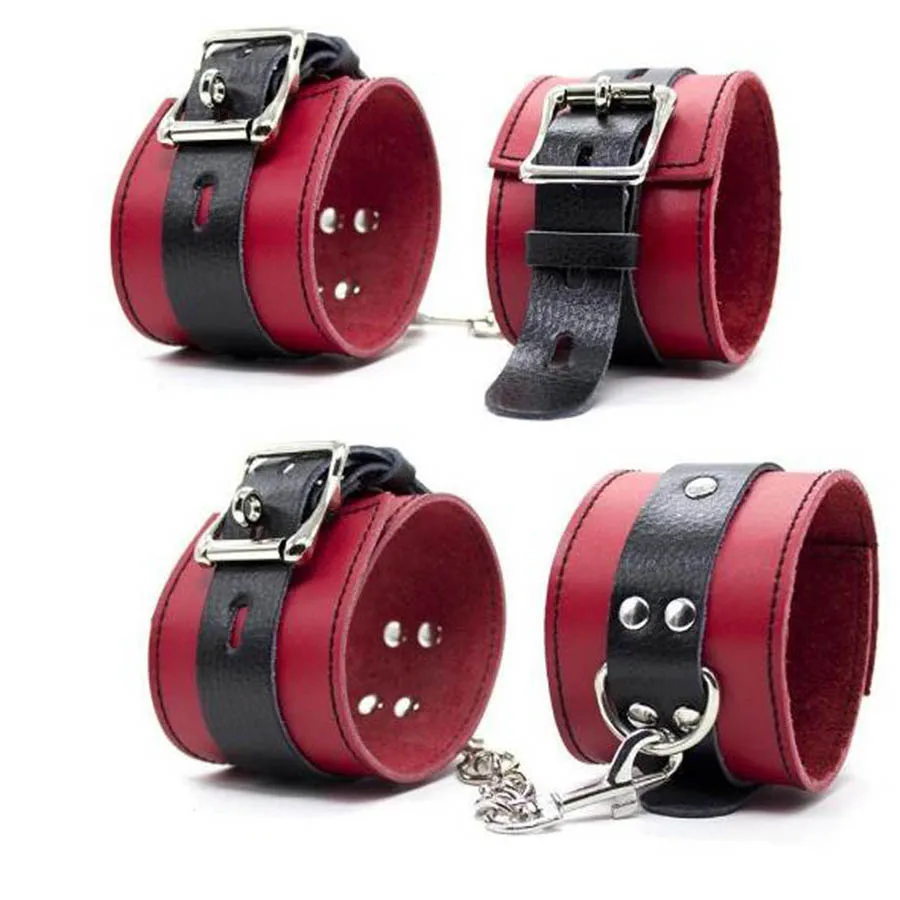 Premium Genuine Leather Adjustable handcuffs Hand Cuffs Ankle Cuffs