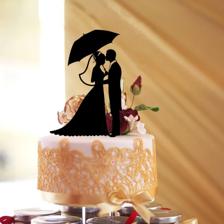 面白い夫妻ケーキフラグラブハートウェディングケーキトッパー花嫁と新郎保持傘ウェディングパーティーケーキベーキング装飾 ケーキデコレーション用品 Aliexpress