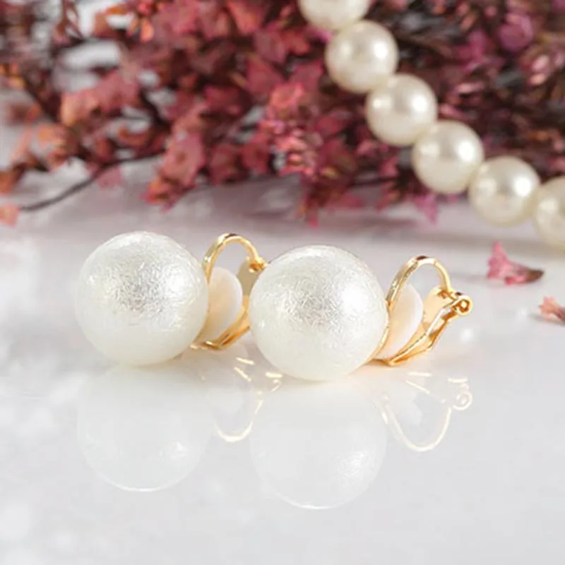 JIOFREE, Новое поступление, модные простые жемчужные серьги-клипсы, не пирсинг для женщин, элегантные ювелирные изделия из искусственного жемчуга, Brincos - Окраска металла: Frosted pearl