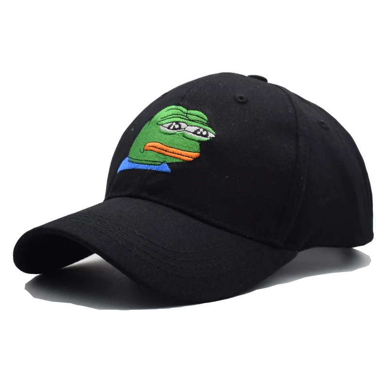 

Black Cap Sad Kermit Tea Cap Frog Pepe Embroidery Baseball Cap Snapback Caps Casquette Sad Frog Hats For Men Women
