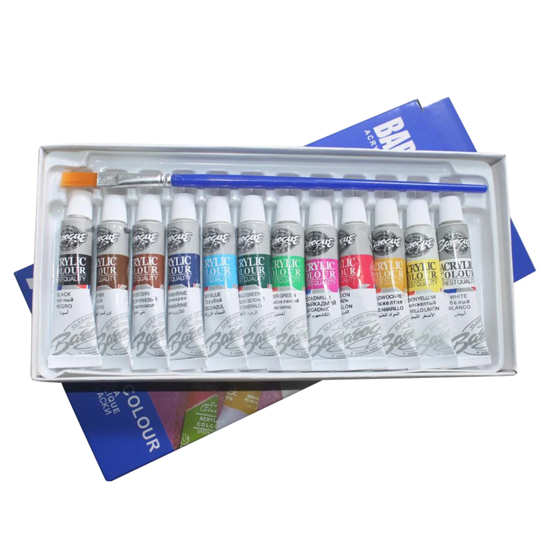 

6ML 12 Colors Professional Acrylic Paints Set Hand Painted Wall Painting Textile Paint Brightly Colored Art Supplies Brush