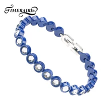 Модный розовый синий керамический Кристалл браслет для женщин девушка высокое качество никогда не выцветает здоровый браслет кубический цирконий юбилей подарки