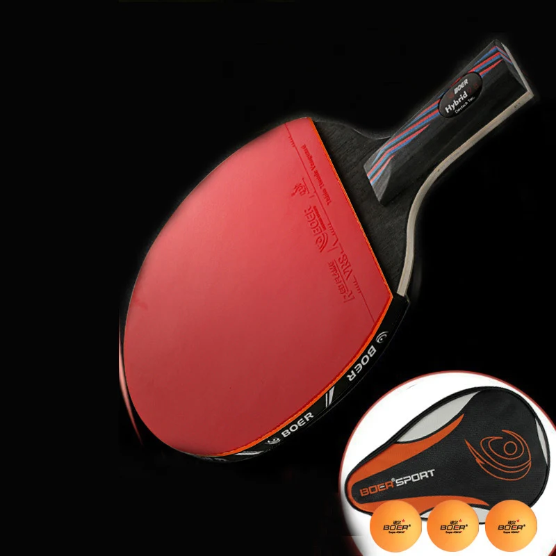 المهنية 9.8 الكربون نظام مضرب ترابيزة تنس شفرة مضارب طويلة مقبض قصير بينغ بونغ مجداف مضرب مع حقيبة حمل