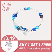 CLUCI White Freshwater Pearl Bracelets for Women  6-7 mm Beaded Charm Bracelet Femme Jewelry Silver Pearl Bracelets