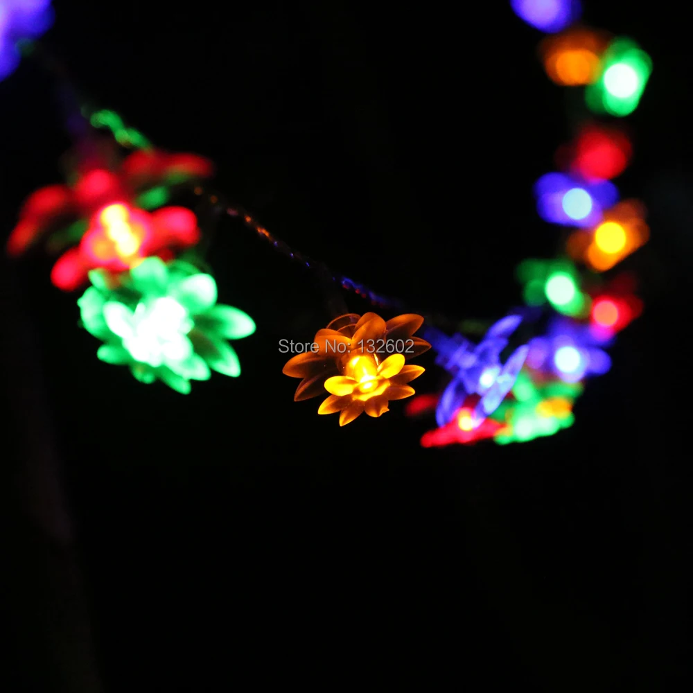 Battery 6M 60LED Lotus Flower Shaped LED String Lights, Outdoor