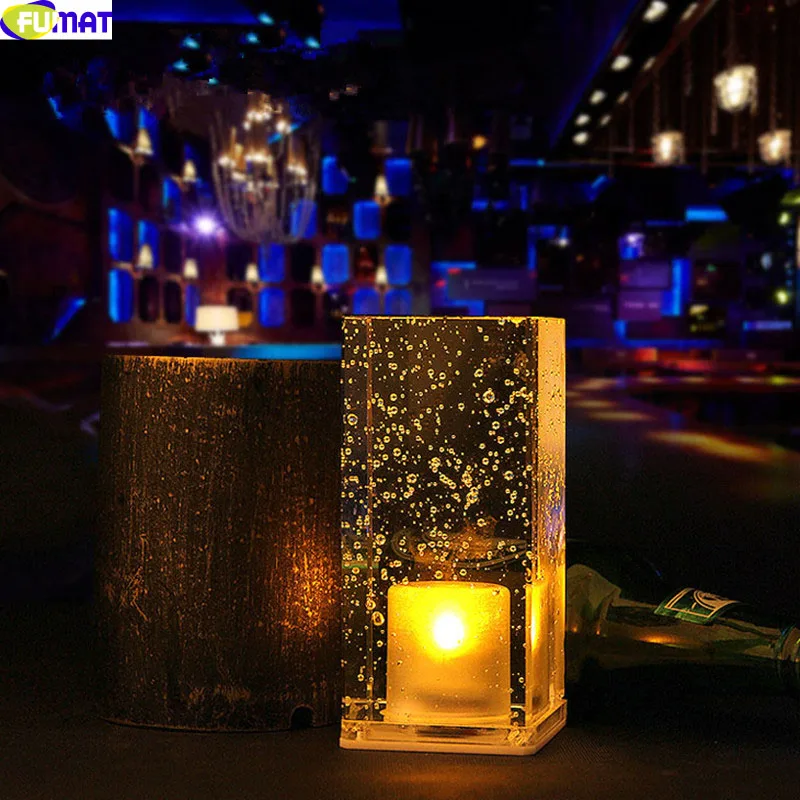 CustomSqaureABSCrystalLEDNightLightBarTableLampCharging