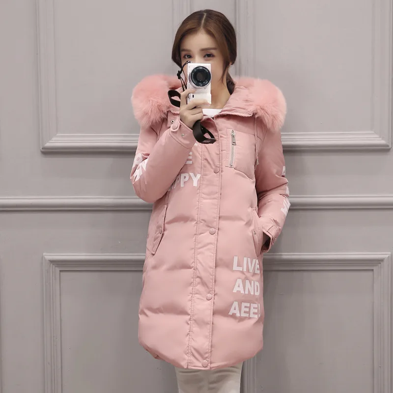 2016 Korea new autumn and winter long big fur coat down jacket cotton thickened women slim