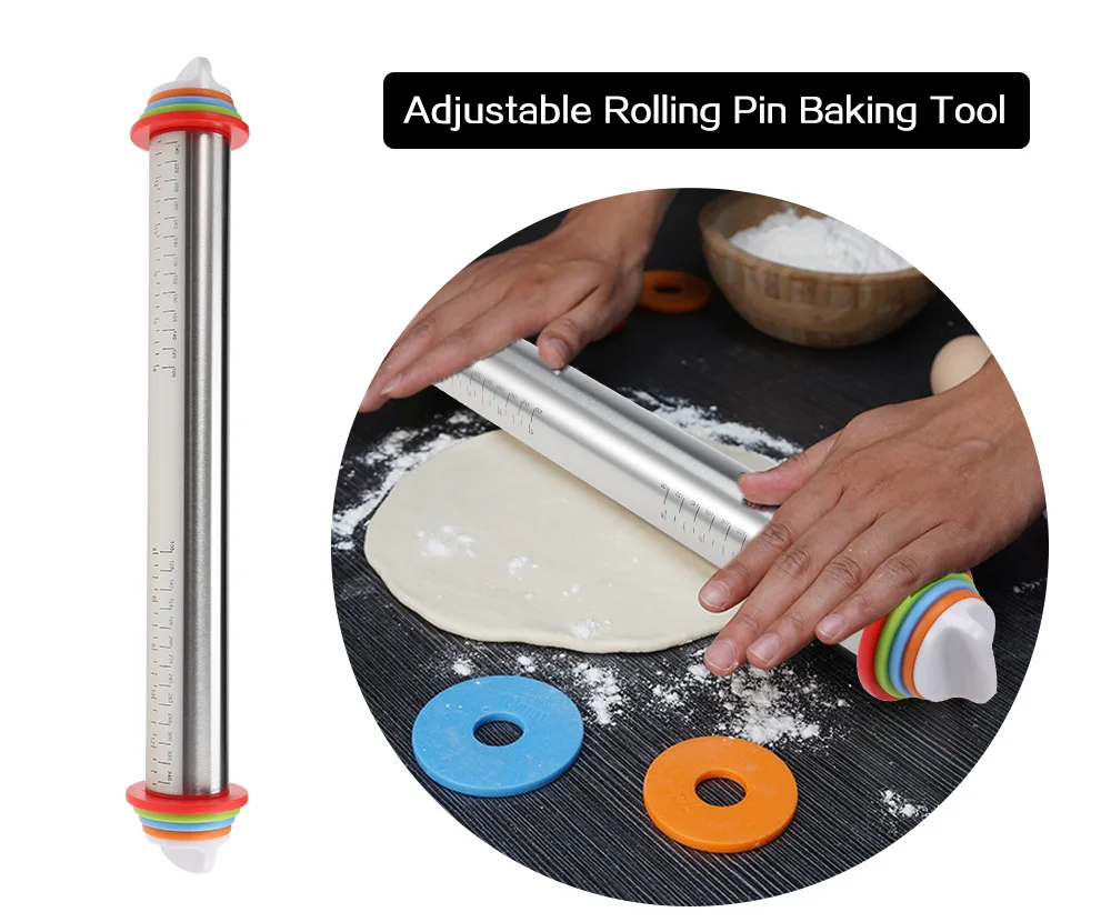 Adjustable Baking Stick Stainless Steel Rolling Pin