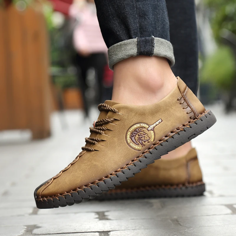 

Plus Size 38-47 2019 New Comfortable Casual Shoes Loafers Men Shoes Quality Split Leather Shoes Men Flats Moccasins Shoes