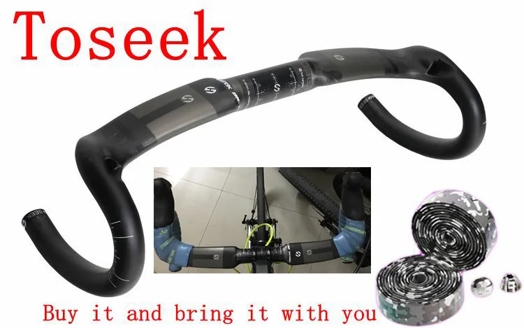 

Toseek Carbon Handlebar fiber Road Bicycle Handlebar Carbon UD Cycling Bike handle type 31.8*400/420/440mm hot selling 2018