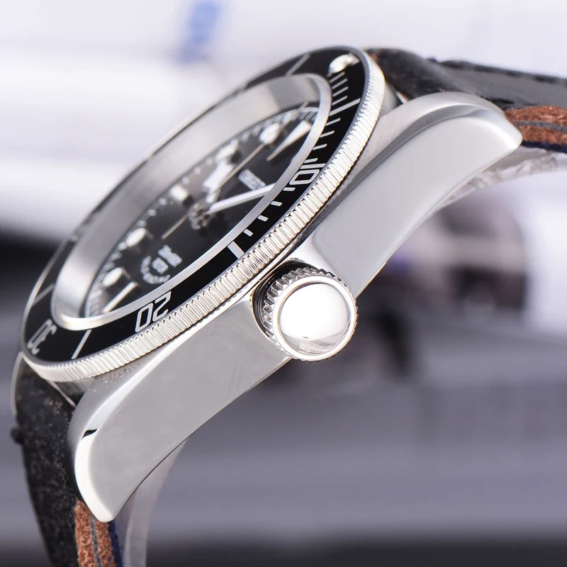 Corgeut 41 мм Мужские автоматические часы черный циферблат Rosegold Lume Marks сапфировое