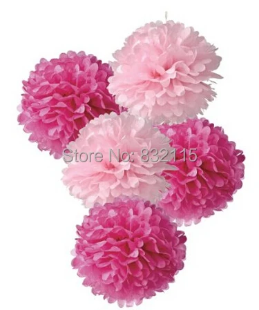 

Tissue Paper Flowers (Light Pink X5 and Fuchsia X5) (10pcs,12")Pom Poms Ball for Wedding Party Baby Girl RoomDecoration