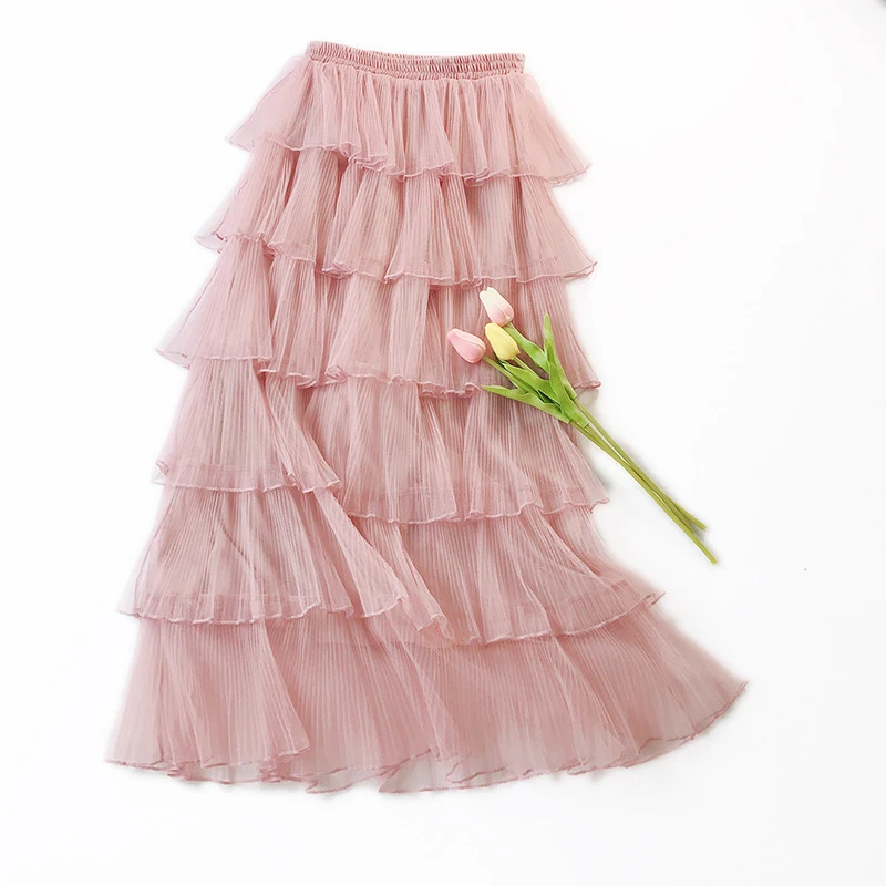 

Women skirt summer 2019 Three-dimensional Wave design femme Solid color Elasticated high waist vogue skirt New arrive fashion