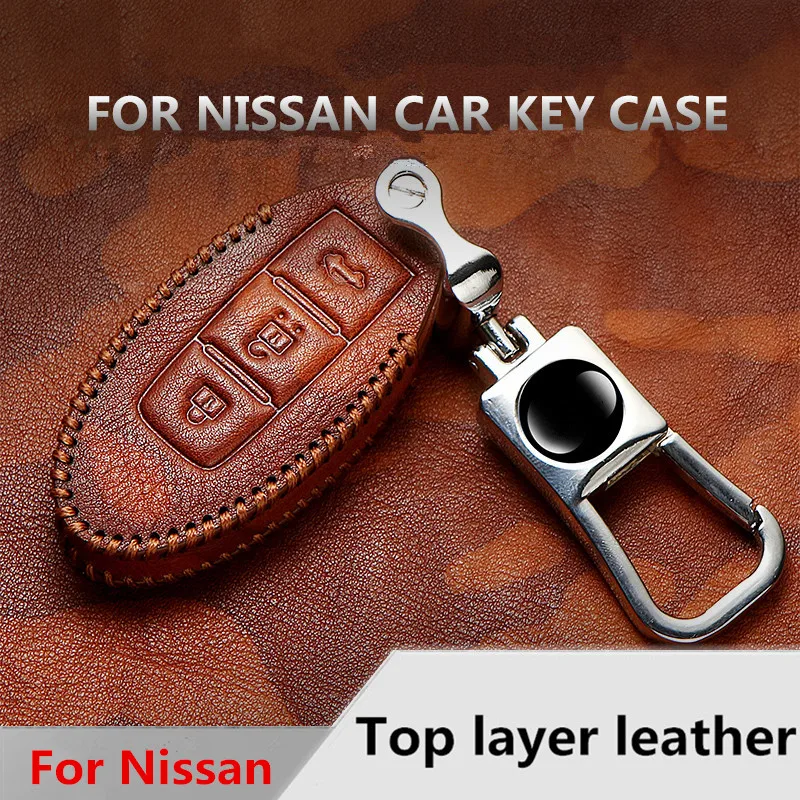 

Genuine Leather Key Case Cover For Nissan Qashqai J11 Skyline Juke Alissa X-Trail T32 Murano Note Almera Car Keychain