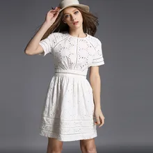 NIWIY Brand Dress Summer Style Kate Middleton Princess Dress Aliexpress uk 2017 Cotton Elegant Women Embroidered White Dress 730