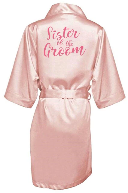 sexy pink robe bride kimono satin robe women Bathrobe wedding robe sister mother of the bride groom bridesmaid robes - Цвет: As the photo show