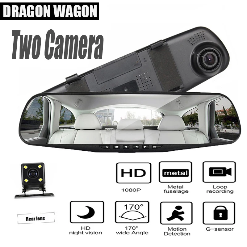 Драконский вагон 4 3 &quot1080 P Автомобильное зеркало заднего вида dvr автомобиль full HD
