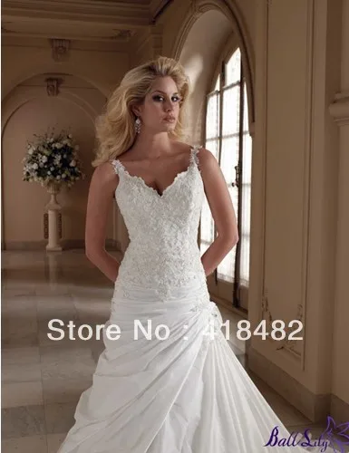 White A-Line Gown Sweetheart Lace Satin Wedding Dress WDAL190 |