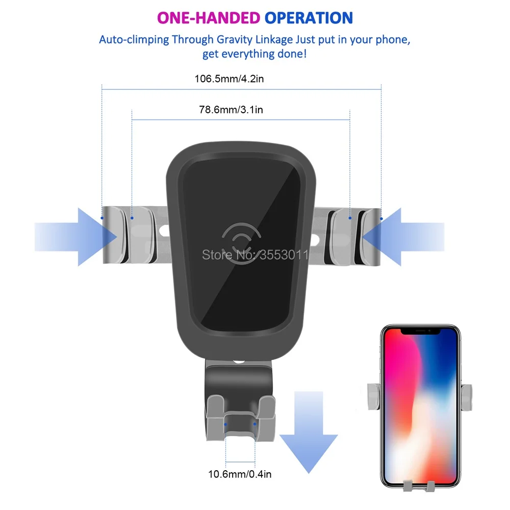 OBDResource Qi автомобильное беспроводное зарядное устройство для iPhone 8/8 Plus X samsung Galaxy S8 S9 S10 Note 9 Беспроводная зарядка Авто держатель телефона