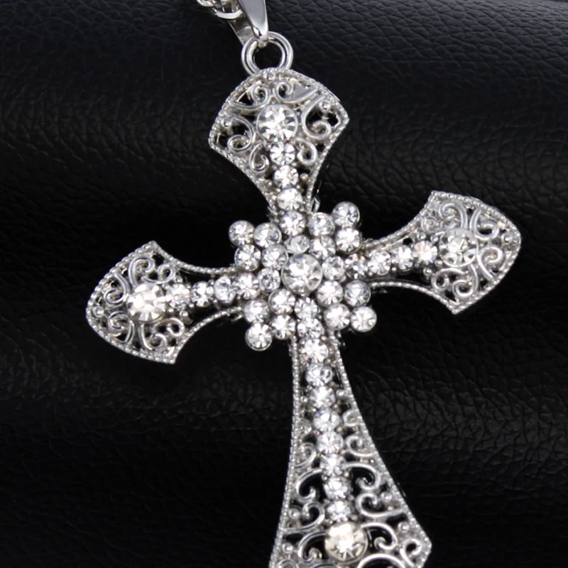 Новинка 2 цвета хип хоп панк Золотой Серебряный цвет большой крест длинное