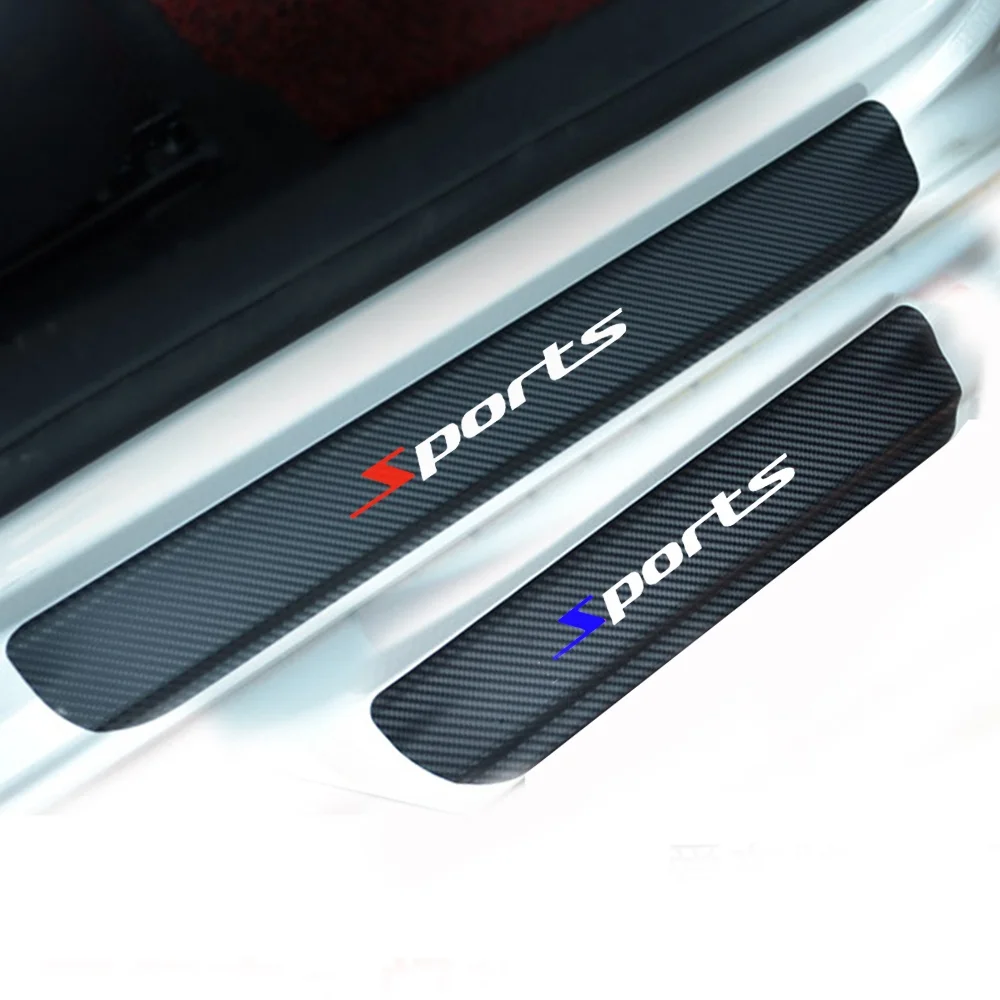 4pcs Door Stickers Carbon Fiber Car Scuff Plate sticker Vinyl Decal sticker Sport Racing for all