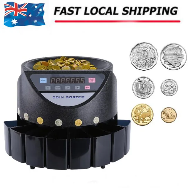 Led Digital Display Automatic Electronic Australian Coin Counter Sorter