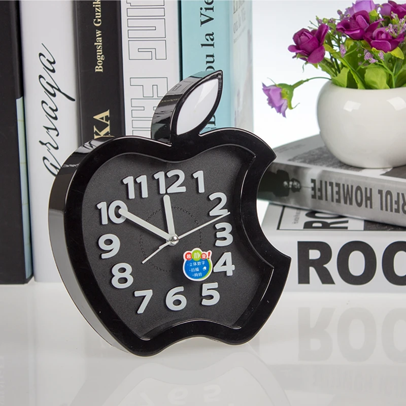 Alarm Clocks Candy colors Creat Portable mini Mute children student clock apple Desk Table gifts fa