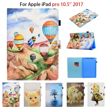 

Case For Apple iPad Pro 10.5 inch 2017 A1701 Smart Case Cover Funda Tablet Cartoon Cat Tree Pattern PU Leather Stand Shell