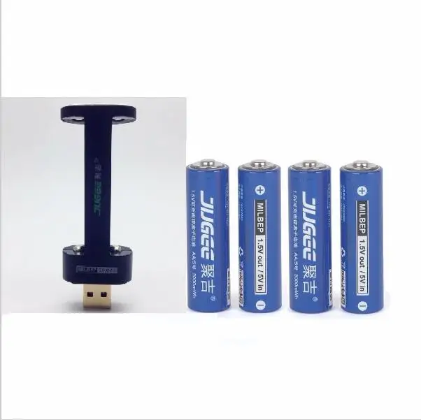 

4 pcs 1.5 v 3000mWh AA Li - polymer Li - ion lithium polymer rechargeable batterie USB 2 slots charger set.