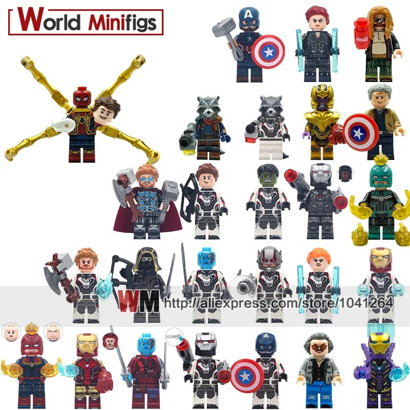

Single Marvel Endgame Thanos Iron Man Antman Raccoon Thor Black Widow Pepper Hawkeye Building Blcoks Kids Toys