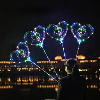 

Heart Shape Clear Bobo Balloon Transparent Bubble Ball with Copper LED String Light Valentine's Day Wedding Party Decor