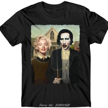 Мэрилин Монро футболка, Мэнсон футболка, американский готический, смешной, гламурный, Pinup Новая модная футболка мужские хлопковые футболки