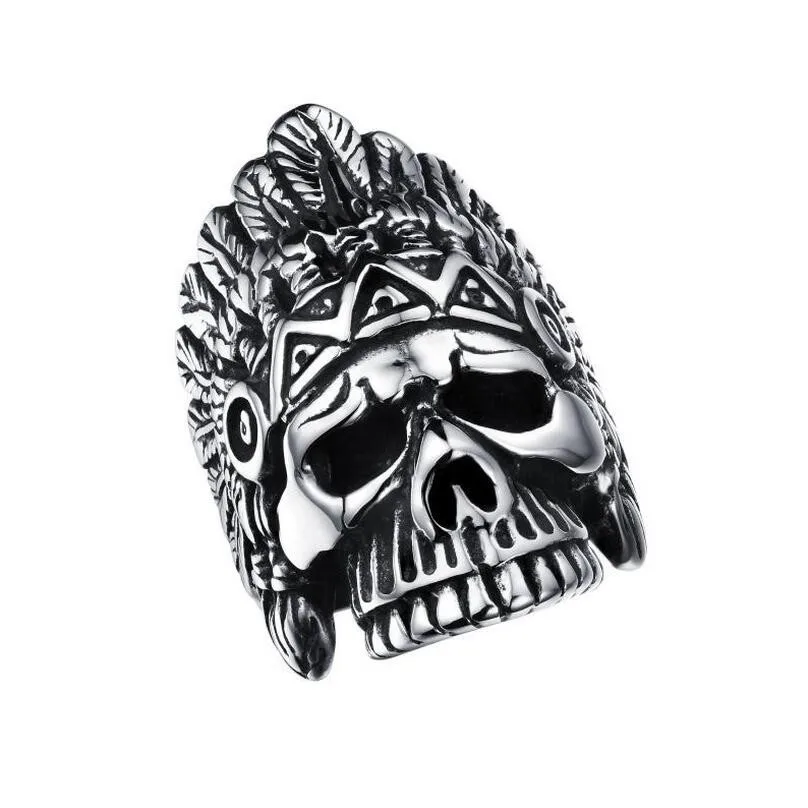 Creative titanium steel domineering punk retro single skeleton man ring GJ485 | Украшения и аксессуары