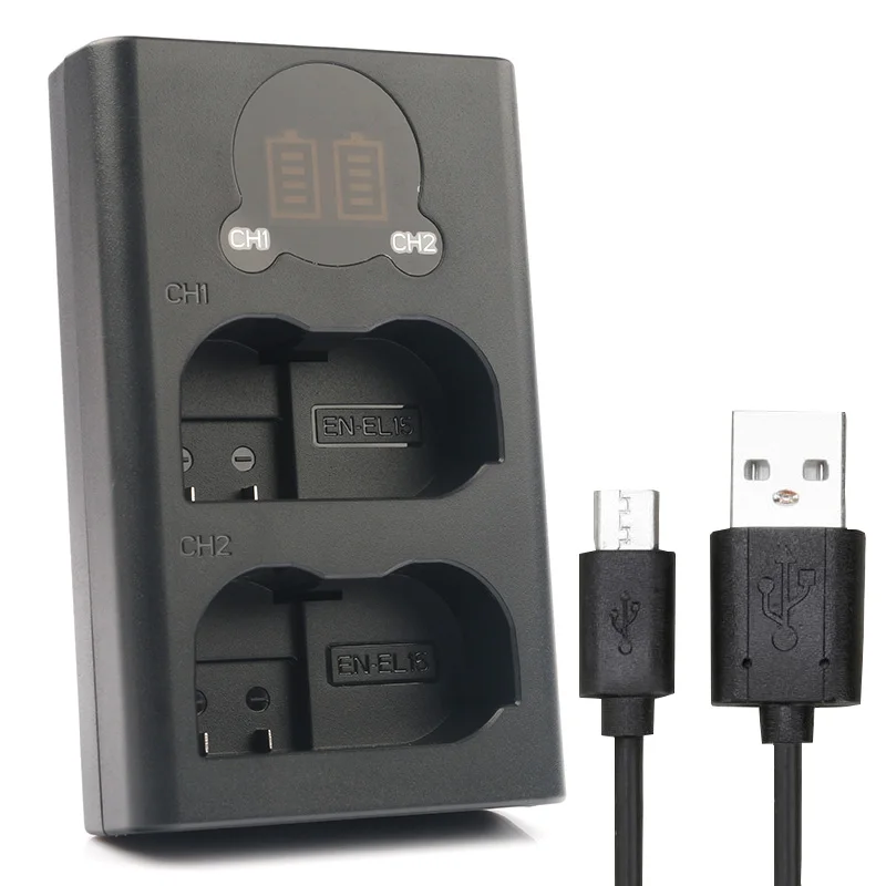 Зарядное устройство LANFULANG EN EL15 с двумя ЖК дисплеями и USB портами совместимое Nikon D610