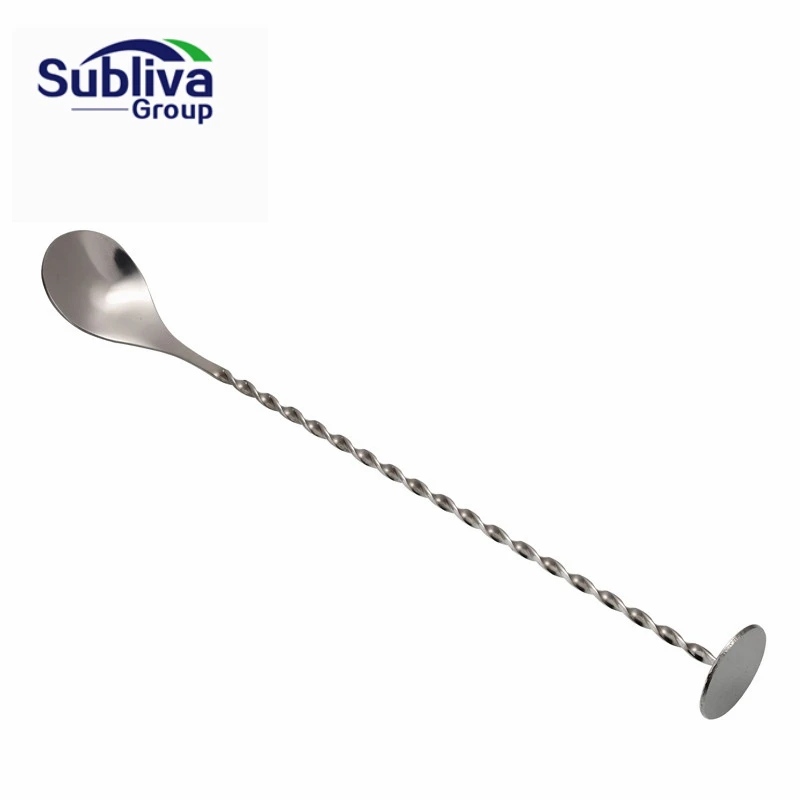 Cocktail Bar Spoon Stainless Steel Threaded Twisted Mixing Stir Spoon