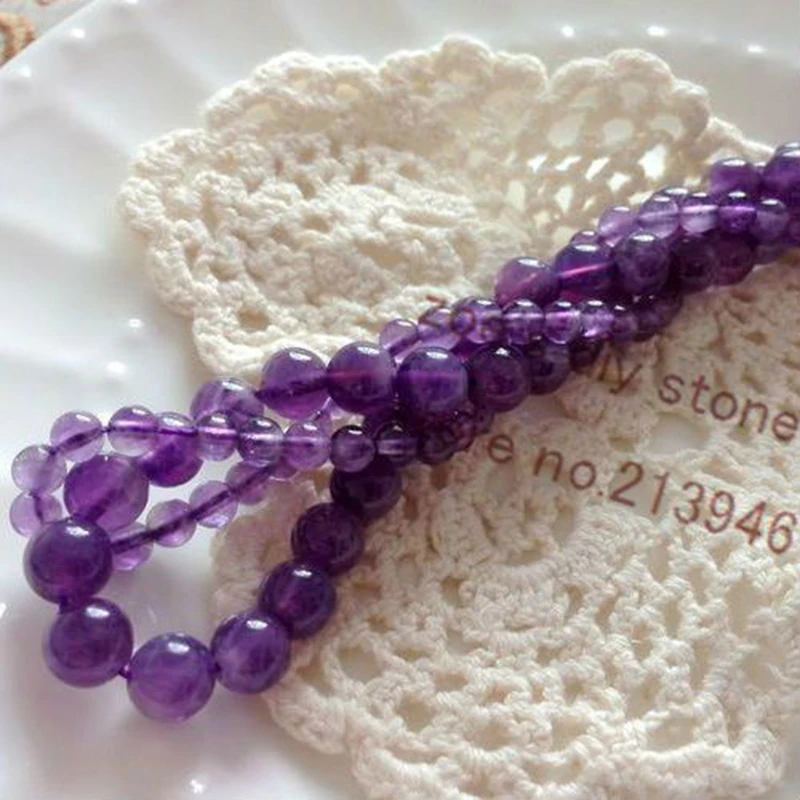 

4mm/6mm 2Strands/Pack Pure 100% Natural Purple Quartz Loose Strand Jewelry Semi-precious Stone Beads