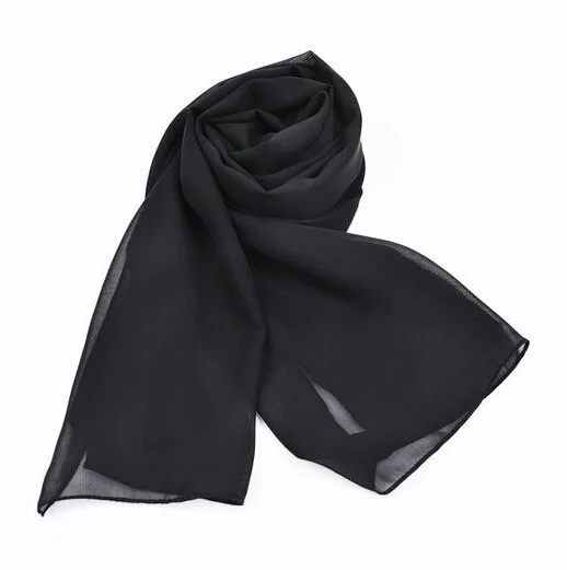 Пышная женская шифоновая накидка, Свадебный шарф, летний мусульманский хиджаб, 200*45 см, цвет на заказ, доступны - Цвет: Черный