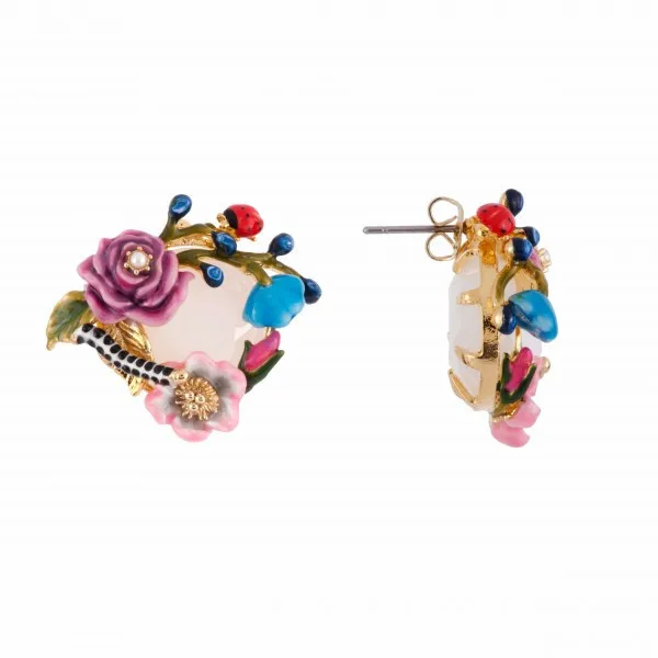 

2017 Enamel glaze Process Dyxytwe ladybug Gem 925 Silver Pin Women Earring stud New Arrival