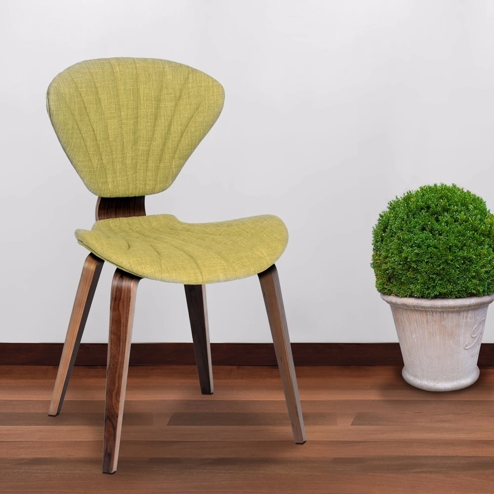 Armen Living Lisa Modern Chair In Green Fabric and Walnut Wood (2)