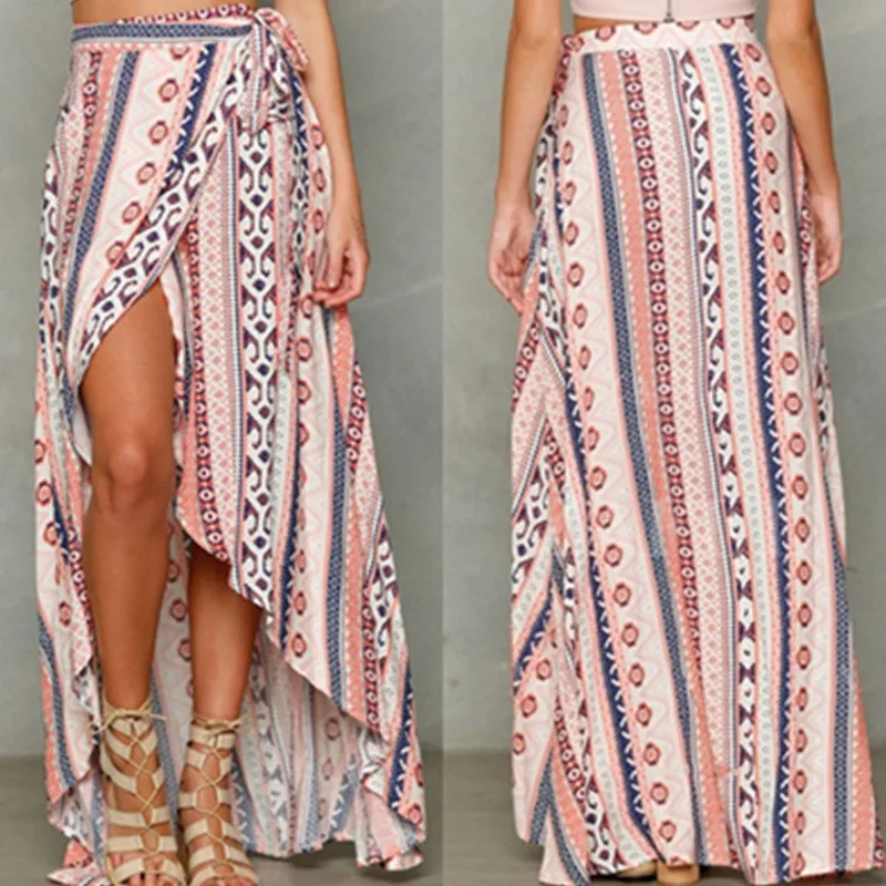 One Piece New Style 2016 Insanely Beautiful Tie Strings and Stunning Print Long Maxi Beach Skirt for Woman L449 (4)