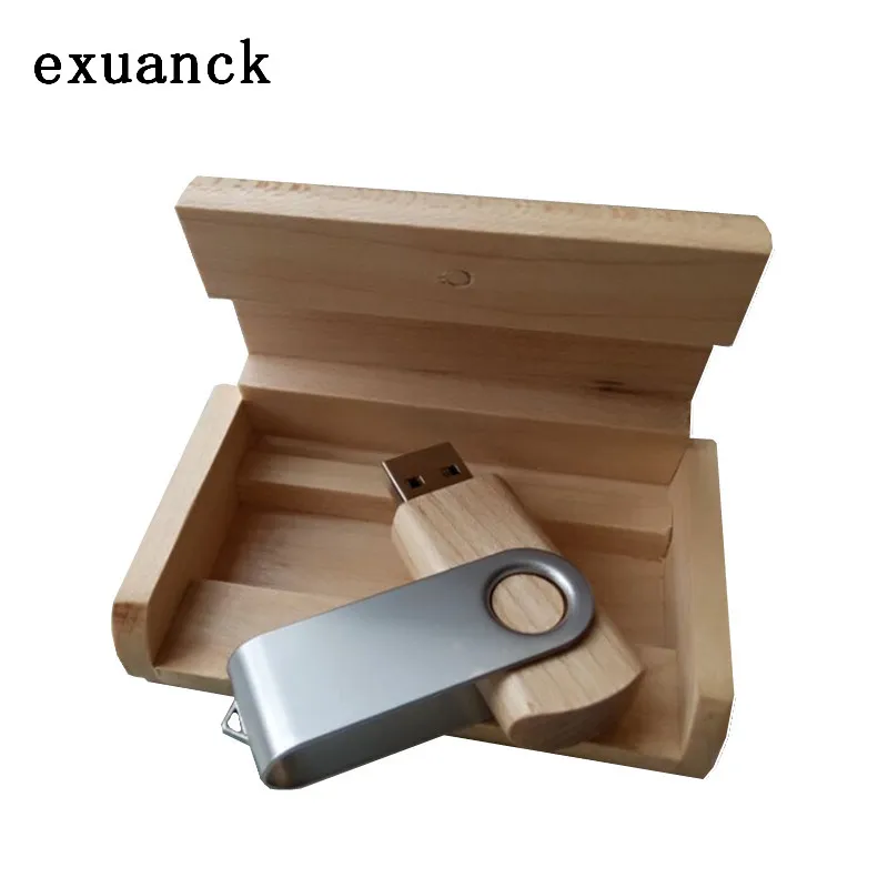 Exuanck Usb 3,0 деревянная палочка+ металл поворотный зажим costom логотип 4-64 ГБ флеш-накопитель для свадебной фотографии(более 10 шт. свободный логотип