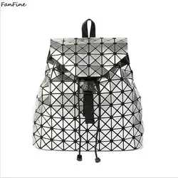 FanFine модные Для женщин рюкзак на шнурке геометрический женские рюкзаки для девочек-подростков Bagpack голографическая дамы Школьная Сумка Sac