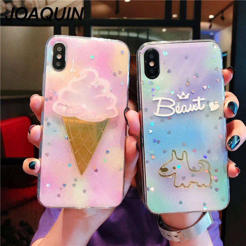 3D динамический Мороженое чехол для телефона iphone х мода собаки с сияющими