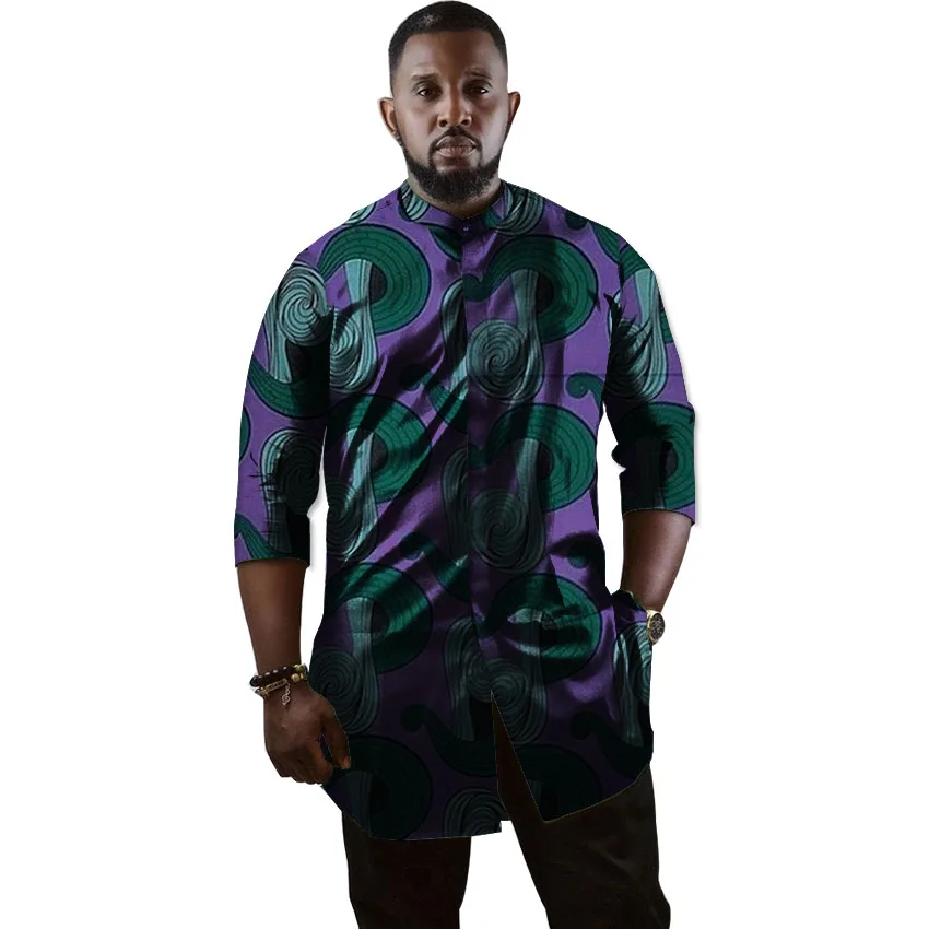 African Print Men's Shirt Fashion Sand Collar Ankara Shirt  Man Dashiki Customized Man African Clothing Customized