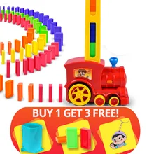Лидер продаж 60 шт. домино блоки поезд комплект моторизованный установить домино с загрузкой картридж игрушки подарок на день рождения для детей