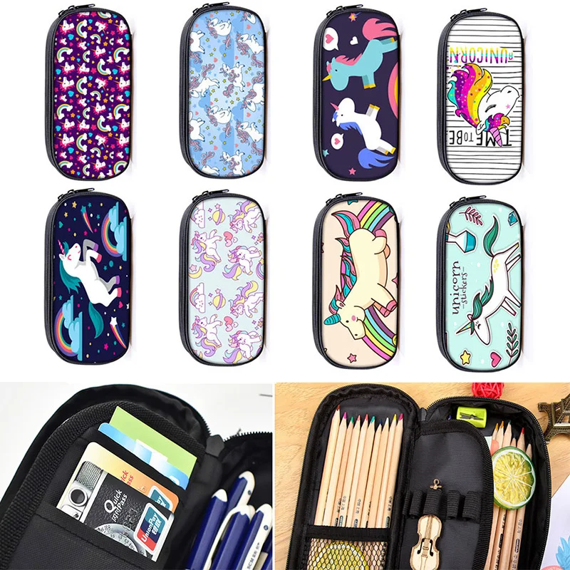 

Multipurpose Creative Unicorn Fabric Zipper Pencil Case Cute Kawaii Large Space Pen Bags For Kids School Supplies Stationery