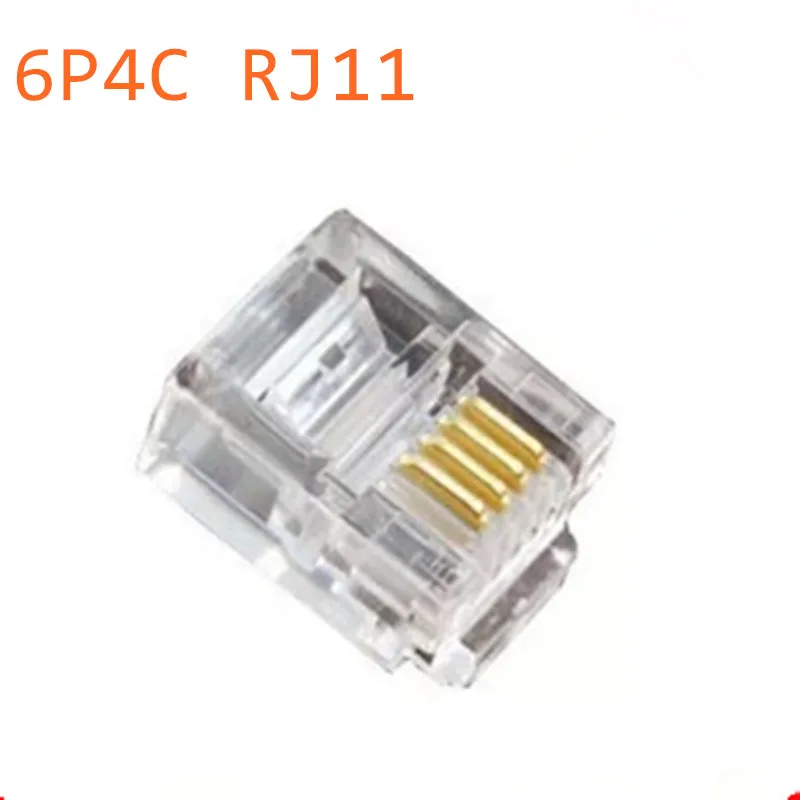 50Pcs Durable 4 Core Telephone Network Connectors Rj11 6P4C Modular Plugs huismerk kopen in de aanbieding